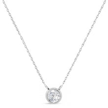 Load image into Gallery viewer, 10K White Gold 1/3 Cttw Round-Cut Diamond Bezel 18" Pendant Necklace (J-K Color, I1-I2 Clarity)
