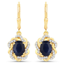 Load image into Gallery viewer, 3.46 Carat Genuine Blue Sapphire and White Topaz .925 Sterling Silver Earrings
