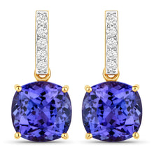 Load image into Gallery viewer, 5.64 Carat Genuine Tanzanite and White Diamond 14K Yellow Gold Earrings
