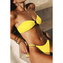 Load image into Gallery viewer, Folds Bikini Swimsuit Push Up Bikini Set Bathing Suit Women Swimwear Thong Bikini Two Pieces Bathing Suit for Women Triangle Top Bottom Solid Color Bikinis Beachwear Swimsuits
