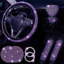 Load image into Gallery viewer, Diamond Set Leather Steering Wheel Cover Rhinestones Steering Wheel Cover With Crystal Breathable Anti-Slip Steering Wheel Protector Diamond Sparkling Car Steering Wheel Protector Vehicle Car Bling Steering Wheel Cover for Women Girls
