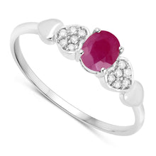 Load image into Gallery viewer, 0.36 Carat Genuine Ruby and White Diamond 14K White Gold Ring

