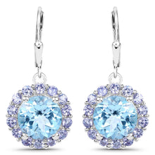 Load image into Gallery viewer, 9.96 Carat Genuine Blue Topaz and Tanzanite .925 Sterling Silver Earrings
