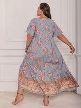 Load image into Gallery viewer, Pink Purple Plus Size Printed Flutter Sleeve Maxi Dress Elegant &amp; Flowy Dress Unique Design
