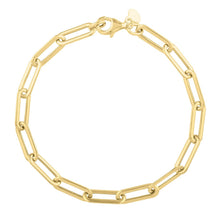 Load image into Gallery viewer, 14k Yellow Gold Long Domed Paperclip Chain Bracelet (4.80 mm)
