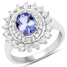Load image into Gallery viewer, 2.35 Carat Genuine Tanzanite and White Zircon .925 Sterling Silver Ring
