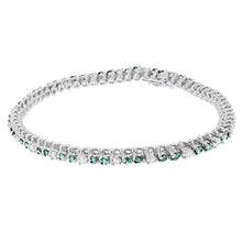 Load image into Gallery viewer, 14K White Gold 4 5/8 Cttw Alternating White and Blue Diamond Martini Set Tennis Bracelet (H-I Color, I1-I2 Clarity) - 7" Inches
