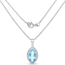 Load image into Gallery viewer, 8.22 Carat Genuine Swiss Blue Topaz .925 Sterling Silver Pendant
