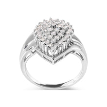 Load image into Gallery viewer, 10K White Gold 1/2 Cttw Diamond Pear Shaped Cluster Ring (H-I Color, I1-I2 Clarity) - Ring Size 7
