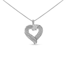Load image into Gallery viewer, 14K Yellow Gold Plated .925 Sterling Silver 1.00 Cttw Baguette Diamond Composite Open Heart 18" Inch Pendant Necklace (I-J Color, I1-I2 Clarity)
