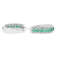 Load image into Gallery viewer, 3.42 Carat Genuine Emerald and White Diamond .925 Sterling Silver Earrings
