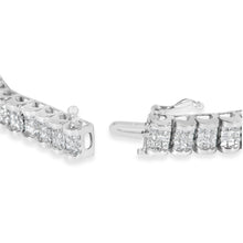 Load image into Gallery viewer, 14K White Gold 5.00 Cttw Invisible Set Princess-Cut Diamond Belt and Buckle Tennis 7" Bracelet (H-I Color, SI1-SI2 Clarity)
