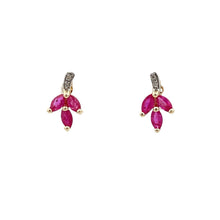 Load image into Gallery viewer, .58ct Ruby Diamond Earrings 10KT Yellow Gold
