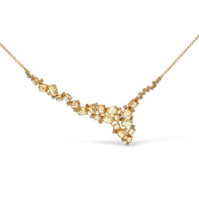 Load image into Gallery viewer, 18K Yellow Gold 1/2 Cttw Brown Diamond and Multi-Size Oval Yellow Sapphire Cluster Cascade Station Necklace (Brown Color, SI1-SI2 Clarity) - Adjustable up to 14" to 16"
