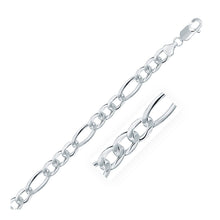 Load image into Gallery viewer, Rhodium Plated 8.1mm Sterling Silver Figaro Style Chain

