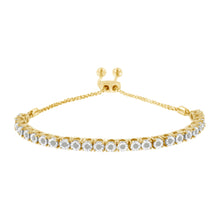 Load image into Gallery viewer, 10K Yellow Gold over .925 Sterling Silver 1/4 Cttw Miracle-Set Diamond 4â€-10â€ Adjustable Bolo Tennis Bracelet (I-J Color, I3 Clarity)
