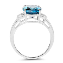 Load image into Gallery viewer, 4.26 Carat Genuine London Blue Topaz &amp; White Topaz .925 Sterling Silver Ring
