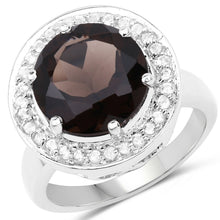 Load image into Gallery viewer, 4.52 Carat Genuine Smoky Quartz and White Topaz .925 Sterling Silver Ring
