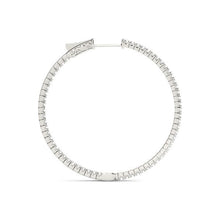 Load image into Gallery viewer, 14k White Gold Slim Two Sided Diamond Hoop Earrings (1 1/2 cttw)
