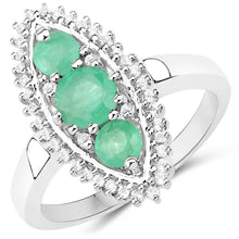 Load image into Gallery viewer, 3.52 Carat Genuine Zambian Emerald and White Topaz .925 Sterling Silver 3 Piece Jewelry Set (Ring, Earrings, and Pendant w/ Chain)
