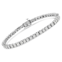 Load image into Gallery viewer, .925 Sterling Silver 1.0 Cttw Miracle-Set Diamond Round Faceted Bezel Tennis Bracelet (I-J Color, I3 Clarity) - 7"
