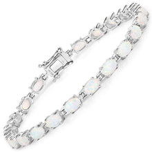 Load image into Gallery viewer, 3.50 Carat Genuine Created Opal .925 Sterling Silver Bracelet
