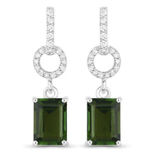 Load image into Gallery viewer, 2.28 Carat Genuine Green Tourmaline and White Diamond 14K White Gold Earrings
