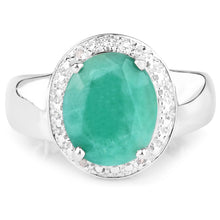 Load image into Gallery viewer, 4.72 Carat Genuine Emerald and White Diamond .925 Sterling Silver Ring
