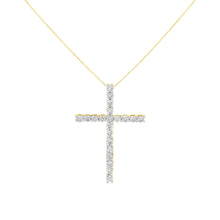 Load image into Gallery viewer, 10K Yellow Gold Plated .925 Sterling Silver 4.0 Cttw Round Cut Diamond Cross Pendant Necklace (J-K Color, I1-I2 Clarity) - 18"
