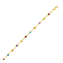 Load image into Gallery viewer, 14k Yellow Gold Cable Anklet with Round Multi Tone Stations
