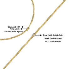 Load image into Gallery viewer, Semi-Solid 14K Yellow Gold 4.5mm Miami Cuban Chain Necklace - Unisex Chain - 22 Inches

