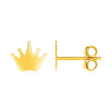Load image into Gallery viewer, 14k Yellow Gold Post Earrings with Crowns
