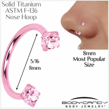 Load image into Gallery viewer, Pink Double Gem Horseshoe Nose Ring - Solid Titanium Anodized
