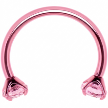 Load image into Gallery viewer, Pink Double Gem Horseshoe Nose Ring - Solid Titanium Anodized
