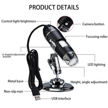 Load image into Gallery viewer, Professional 1600X 8 LED Digital Microscope USB Endoscope Camera Microscopio Magnifier Electronic Magnification
