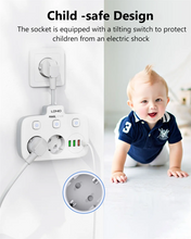 Load image into Gallery viewer, LDNIO Power Strip Adapter for Europlug 4 USB Output Electrical Socket With Extension Cable Surge Protector Home Plug SE2435
