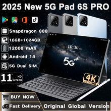 Load image into Gallery viewer, 2025 Original New Pad 6s Pro Tablet Android14 Snapdragon888 11inch HD 16GB+1TB 12000mAh 5G Dual SlM Bluetooth WiFi GPs Tables
