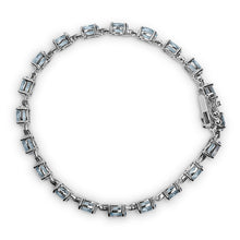 Load image into Gallery viewer, .925 Sterling Silver 11.0 Cttw Oval Shaped Created Light Blue Topaz Link Bracelet - 7 inch
