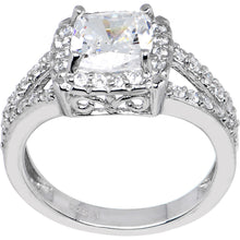 Load image into Gallery viewer, Sterling Silver Princess Cubic Zirconia Ring -2.31 ct tw
