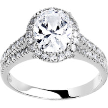 Load image into Gallery viewer, Sterling Silver Oval Cubic Zirconia Ring -2.87 ct tw
