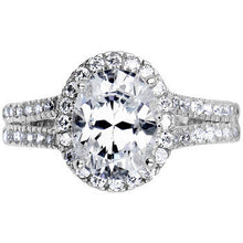 Load image into Gallery viewer, Sterling Silver Oval Cubic Zirconia Ring -2.87 ct tw
