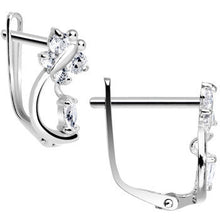 Load image into Gallery viewer, 14k White Gold Clear Cubic Zirconia Dragonfly Earrings
