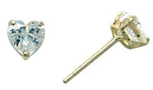 Load image into Gallery viewer, 14k Yellow Gold .23ct Basket Set Heart CZ Stud Earrings
