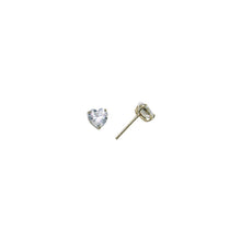 Load image into Gallery viewer, 14k Yellow Gold .47ct Basket Set Heart CZ Stud Earrings
