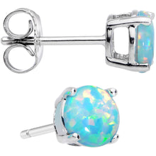 Load image into Gallery viewer, 6mm Teal Round Sterling Silver Synthetic Opal Stud Earrings
