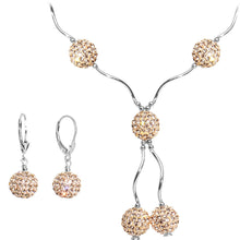 Load image into Gallery viewer, Sterling Silver Clear Champagne Ball Drop Necklace and Earring Set
