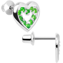Load image into Gallery viewer, .925 Sterling Silver May CZ Open Heart Youth Screwback Earrings
