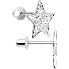 Load image into Gallery viewer, .925 Sterling Silver Clear CZ Star Youth Screwback Earrings

