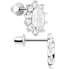 Load image into Gallery viewer, Sterling Silver Clear CZ Lady of Guadalupe Youth Screwback Earrings
