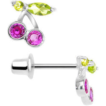 Load image into Gallery viewer, 925 Sterling Silver Pink CZ Cherry Stud Youth Earrings

